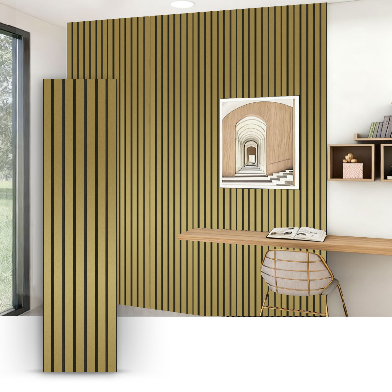 Stena s mriežkou/akustický nástenný panel (jednostranne obalené PVC) – kovová brúsená farba 2400/2700 mm x 600 mm