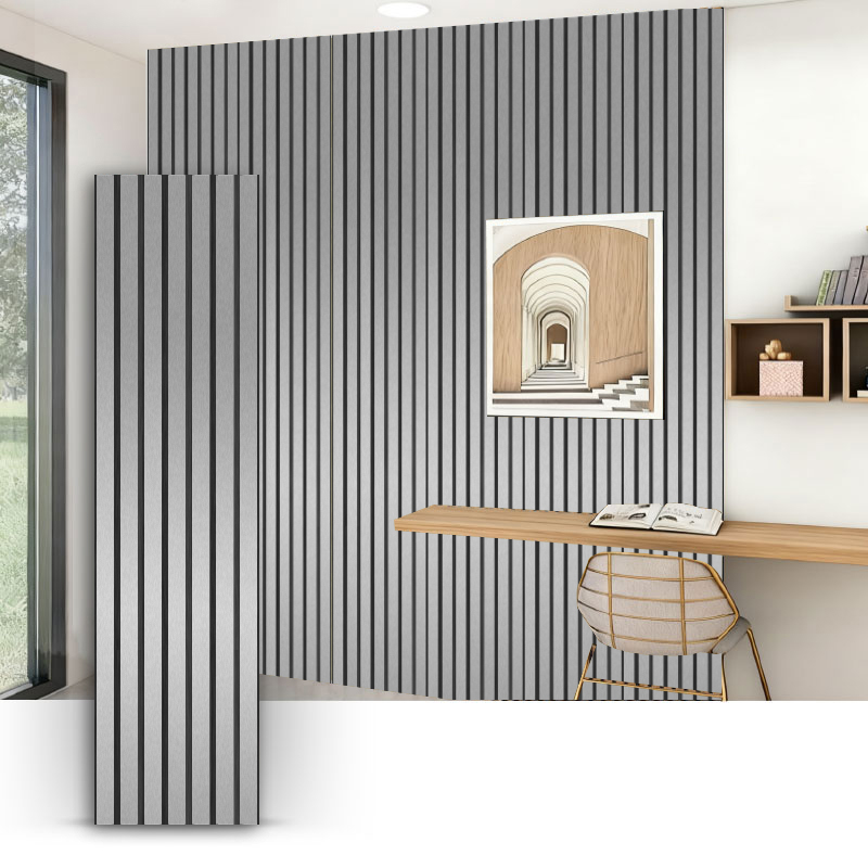 Stena s mriežkou/akustický nástenný panel (3-stranne obalené PVC) – kovová brúsená farba 2400/2700 mm x 600 mm