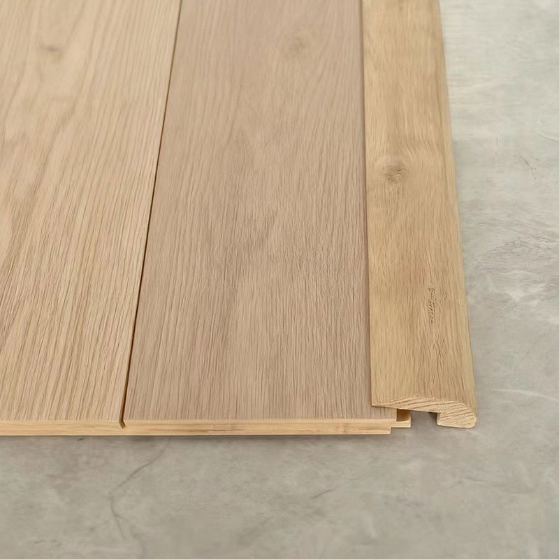 Biela dubová celokusová lišta na polená L (nedokončená farba) - Dub prírodná farba 3/8'x1 31/32'