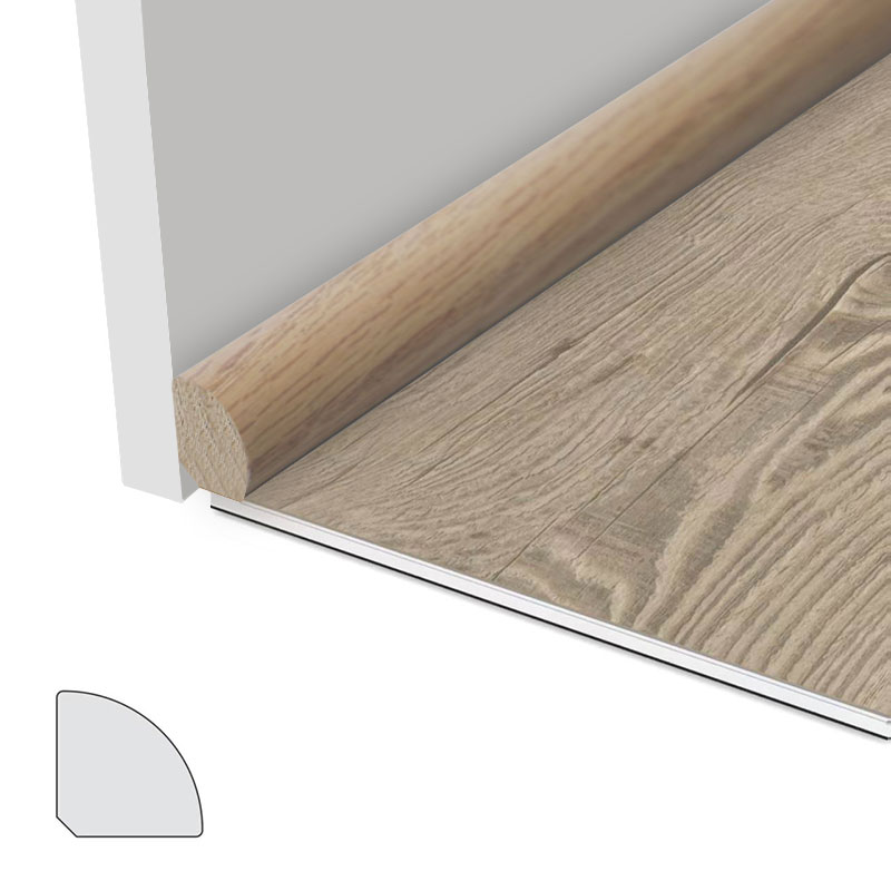 Štvrťkruhová lišta z masívneho dreva (obalená dyhou z červeného dubu + farba) – farba dub 3/5' x 3/5'